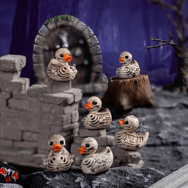 10/30pcs Cute Gothic Skeleton Duck - Resin Figurine - Desk Decoration, Halloween Miniature Scene DIY Accessory
