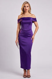 CELESTINE Strapless Column Evening Dress - Royal Purple
