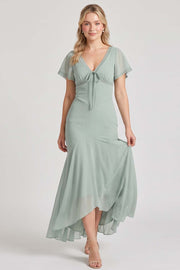 FLORENCE Georgette Tea Dress - Sage Mint