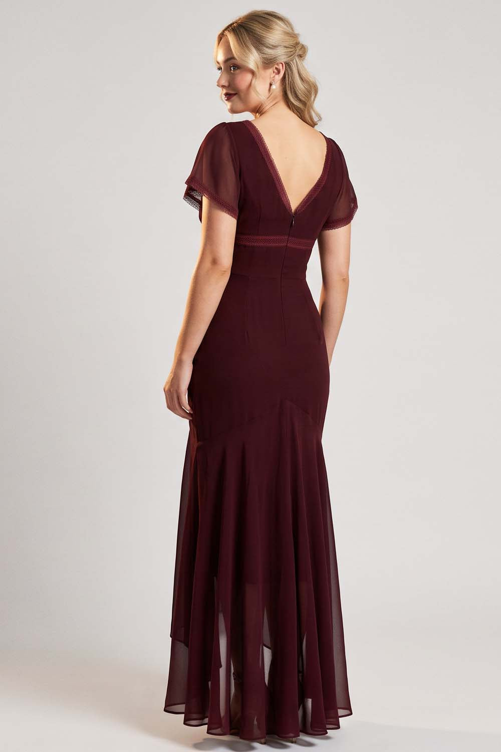 FLORENCE Georgette Tea Dress - Burgundy