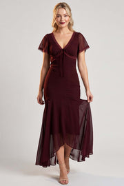FLORENCE Georgette Tea Dress - Burgundy
