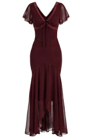 FLORENCE Georgette Tea Dress - Burgundy