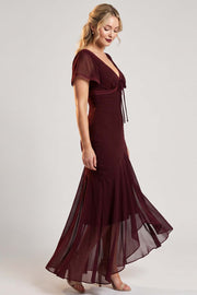 FLORENCE Georgette Tea Dress - Burgundy