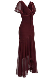 FLORENCE Georgette Tea Dress - Burgundy