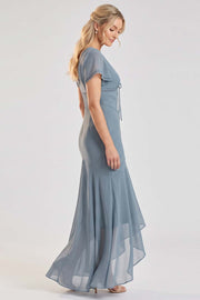 FLORENCE Georgette Tea Dress - Slate Blue-1