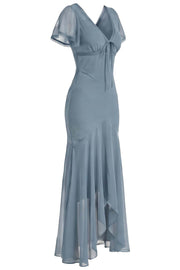 FLORENCE Georgette Tea Dress - Slate Blue-4
