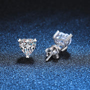 S925 Silver Stud Earrings Platinum Plated 1 Carat Heart-Shaped Moissanite Earrings for Women Moissanite Jewelry