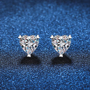 S925 Silver Stud Earrings Platinum Plated 1 Carat Heart-Shaped Moissanite Earrings for Women Moissanite Jewelry