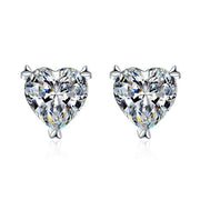 S925 Silver Stud Earrings Platinum Plated 1 Carat Heart-Shaped Moissanite Earrings for Women Moissanite Jewelry