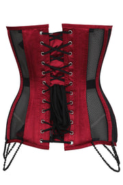 Burgundy Black Mesh Lace Applique Latonia Overbust Corset