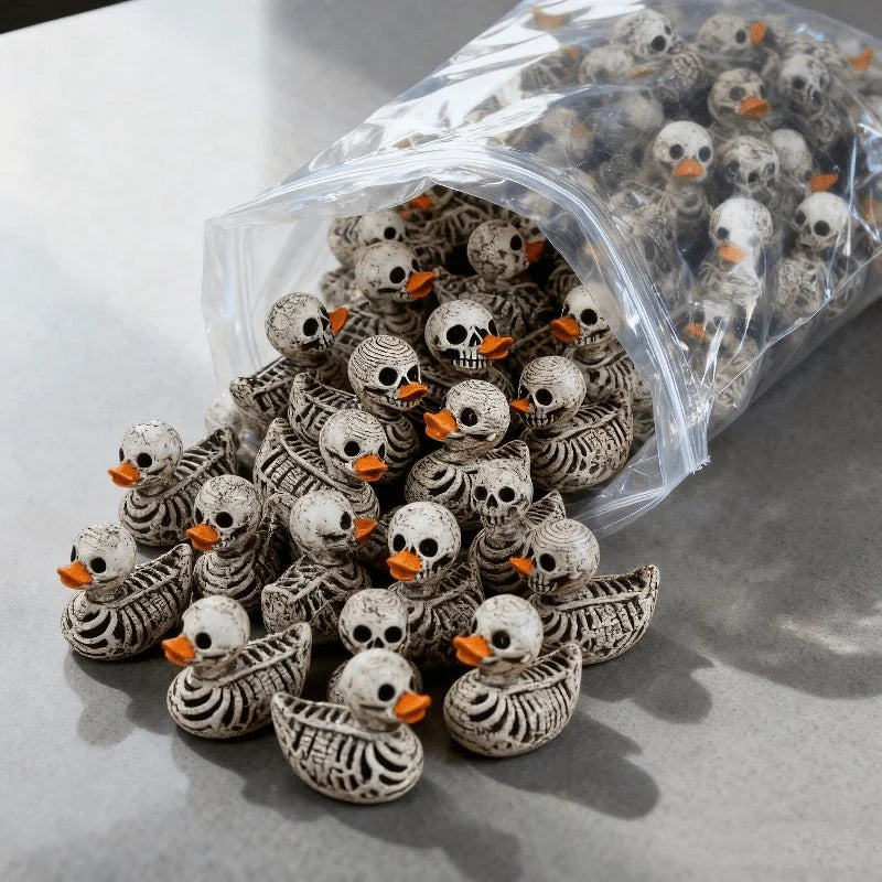 10/30pcs Cute Gothic Skeleton Duck - Resin Figurine - Desk Decoration, Halloween Miniature Scene DIY Accessory