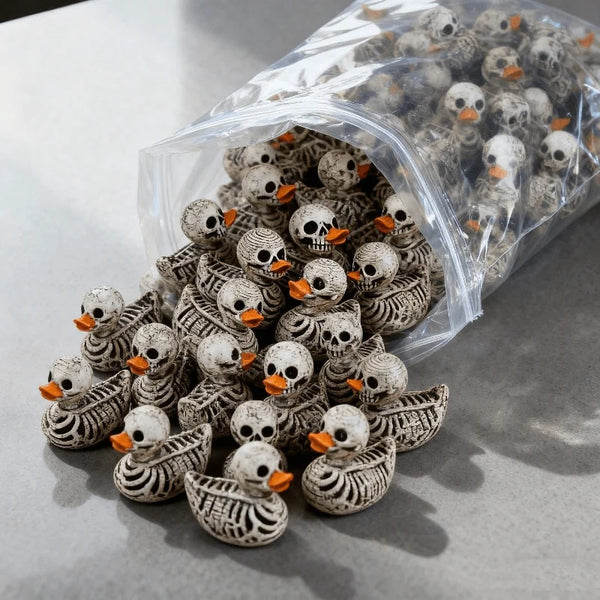 10/30pcs Cute Gothic Skeleton Duck - Resin Figurine - Desk Decoration, Halloween Miniature Scene DIY Accessory