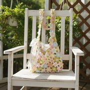Hand Woven Bag Crochet Diy Material Bag Inner Lining Material Bag Summer Garden Flower Bag Flower Wool Hand-woven Bag Crochet